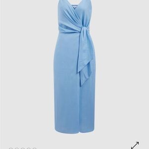 Light Blue Wrap-Front Midi Dress